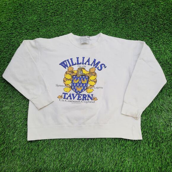 Vintage 1992 England Beer Sweatshirt Womens XL 24x23 White - Picture 1 of 16
